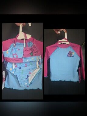 Barney Swim Suit Girls 12 Months Top/bottoms/rashguard Nwt